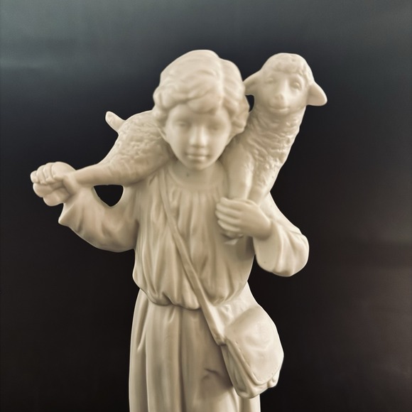 Vintage Homco 5620 Shepherd Boy with Lamb Nativity Figurine Bisque White - Picture 5 of 12